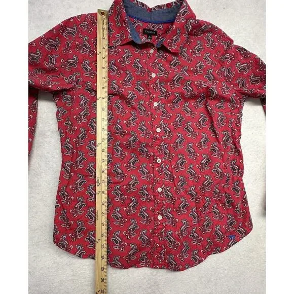 Talbots Womens SZ 12 Paisley Print Long Sleeve‎ Button Down Blouse 100% Cotton - Picture 6 of 9